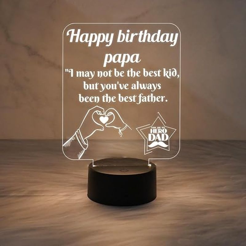 Happy Birthday Papa Night Lamp Warm White Light with USB Powered | Gift for Father | Birthday Gift for Dad | Dad Gift from Daughter