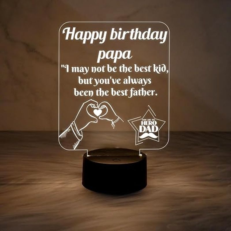 Happy Birthday Papa Night Lamp Warm White Light with USB Powered | Gift for Father | Birthday Gift for Dad | Dad Gift from Daughter