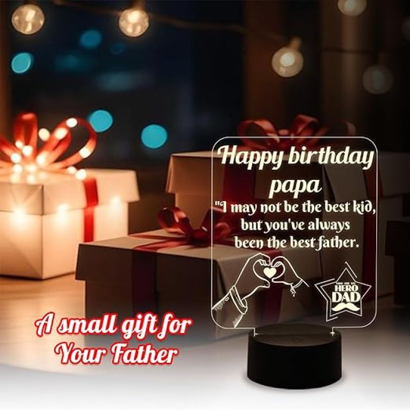 Happy Birthday Papa Night Lamp Warm White Light with USB Powered | Gift for Father | Birthday Gift for Dad | Dad Gift from Daughter