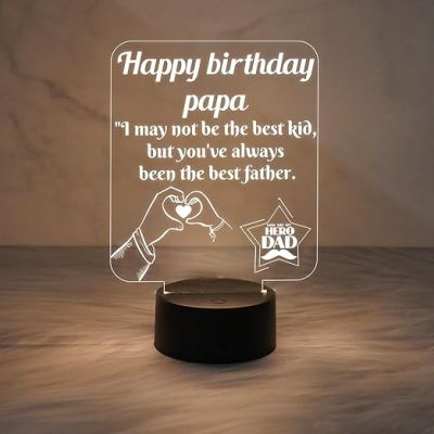 Happy Birthday Papa Night Lamp Warm White Light with USB Powered | Gift for Father | Birthday Gift for Dad | Dad Gift from Daughter