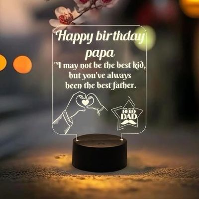 Happy Birthday Papa Night Lamp Warm White Light with USB Powered | Gift for Father | Birthday Gift for Dad | Dad Gift from Daughter