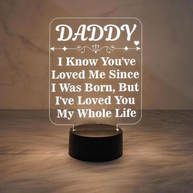 Daddy Engraved Night Lamp | Surprise Gift for Dad | Birthday Gift for Dad | Best Gift for Father | Warm White & On/Off Touch Button | USB Powered