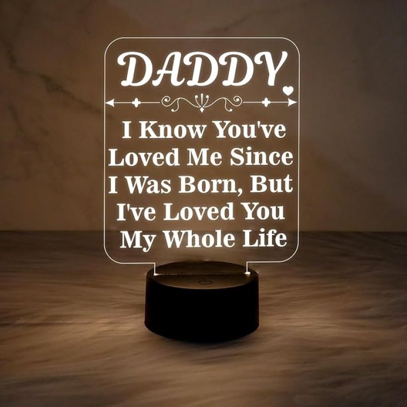 Daddy Engraved Night Lamp | Surprise Gift for Dad | Birthday Gift for Dad | Best Gift for Father | Warm White & On/Off Touch Button | USB Powered