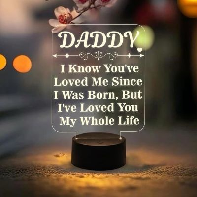 Daddy Engraved Night Lamp | Surprise Gift for Dad | Birthday Gift for Dad | Best Gift for Father | Warm White & On/Off Touch Button | USB Powered