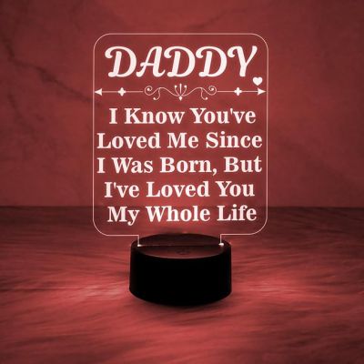 Daddy Engraved Night Lamp | Surprise Gift for Dad | Birthday Gift for Dad | Best Gift for Father | 7 Color Changing Light & On/Off Touch Button | USB Powered