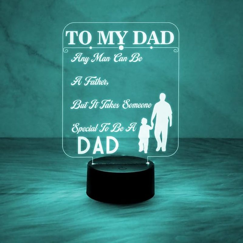 Engraved to My Dad Night Lamp with Automatic Color Changing Light & On/Off Touch Button | USB Powered | Birthday Gift for Dad | Fathers Day Gift