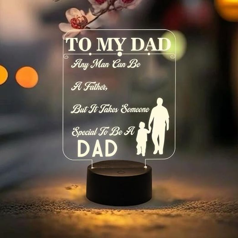 Engraved to My Dad Night Lamp with Warm White Light & On/Off Touch Button | USB Powered | Birthday Gift for Dad | Fathers Day Gift