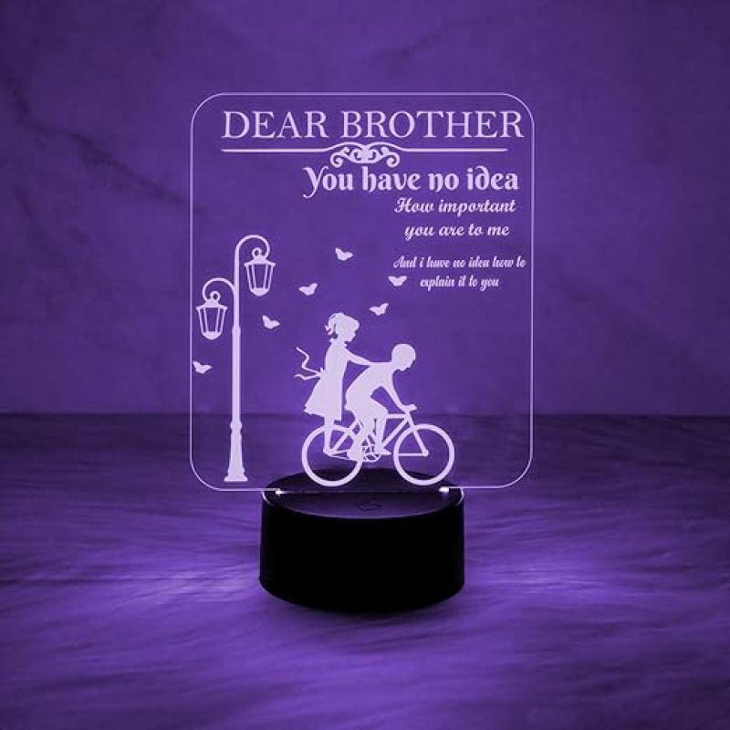 Brother Gifts 7 Color Changing Light with On/Off Touch Button | 3D Night Light Thank You Gift for Bhai | 3D Illusion Lamp for Brother | Birthday Gift for Brother