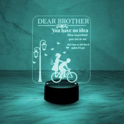 Brother Gifts 7 Color Changing Light with On/Off Touch Button | 3D Night Light Thank You Gift for Bhai | 3D Illusion Lamp for Brother | Birthday Gift for Brother