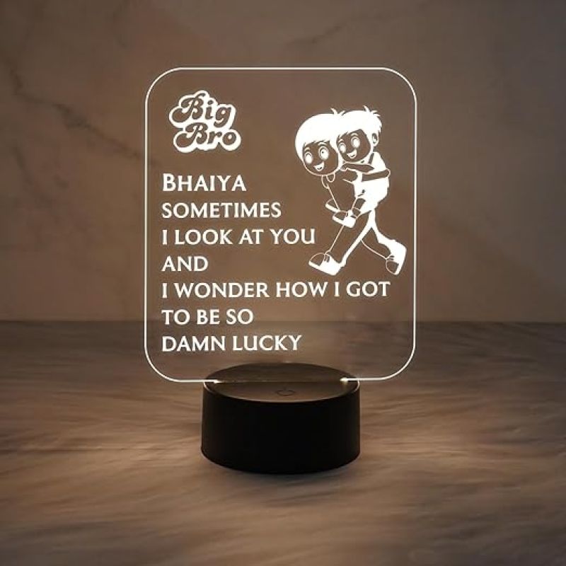 Gift for Big Brother | Express Your Love for Brother | Birthday Gift for Bhai | Rakhi Gift for Brother | Warm White Light | On/Off Touch Button | Unique Gift for Bhai