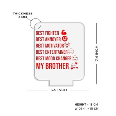 Gift of Brother Engraved Acrylic Night Light with USB & Warm White Light Birthday Gift for Brother Best Fighter Best Entertainer Night Lamp Gift for Bhai