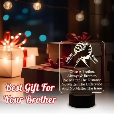 Personalized Name Lamp Best Gift for Brother | Warm White Light & USB Cable | On/Off Touch Button | Gift for Bhai | Memorable Gift for Brother