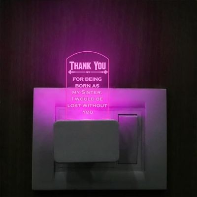 Thankyou Gift for Sister Quote Engraved Plug Night Lamp with 7 Color Changing Light | Gift for Sister | Birthday Gift for Sister