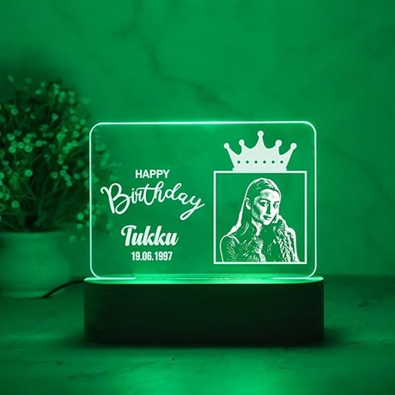 Happy Birthday LED Lamp Customized with Photo Name & Date | 7 Color Changing Light