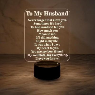 to My Husband Engraved Quote Night Lamp with Warm White Light & On/Off Touch Button | Gift for Husband on Her Birthday | Anniversary Gift for Husband