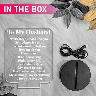 to My Husband Engraved Quote Night Lamp with Warm White Light & On/Off Touch Button | Gift for Husband on Her Birthday | Anniversary Gift for Husband