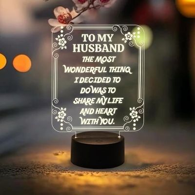 Gift for Husband Engraved Quote Night Lamp with Warm White Light with USB Power Cable