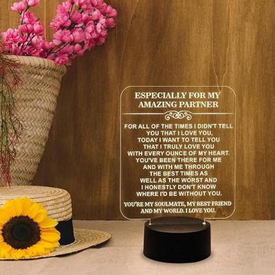 Gift for Partner Engraved Night Lamp with Warm White Light & on/Off Touch Button | Best Gift for Husband |Express Your Love for Husband