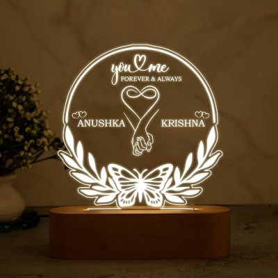 Personalized You & Me Forever Always Night Lamp with Warm White Light | Engagement Gifts for Couple