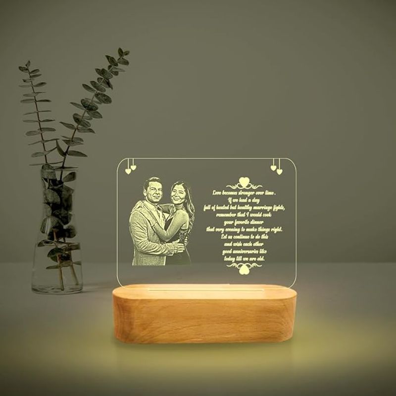Personalized Couple Photo Frame with Customized Photo, Name and Text | Wedding Anniversary Gift for Couple, Wife, Husband, Parents