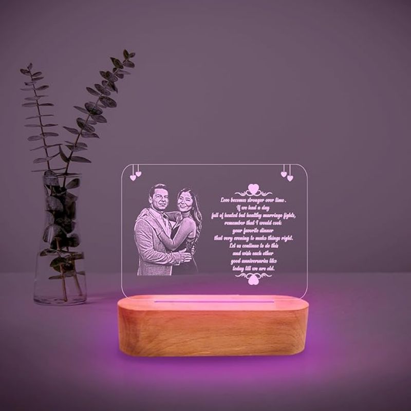 Personalized Couple Photo Frame with Customized Photo, Name and Text | Wedding Anniversary Gift for Couple, Wife, Husband, Parents