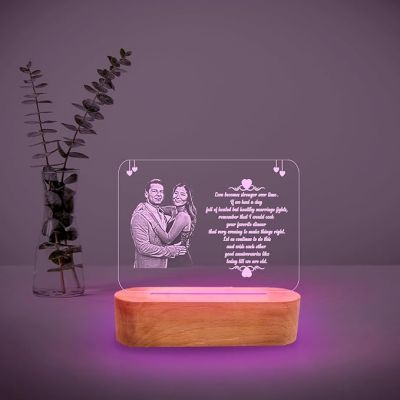 Personalized Couple Photo Frame with Customized Photo, Name and Text | Wedding Anniversary Gift for Couple, Wife, Husband, Parents