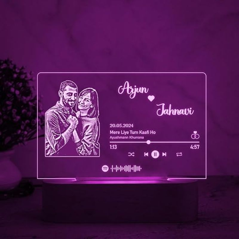 Personalized Spotify Plaque Led Lamp Customized with Photo & Scannable Song Code | Spotify Photo Frame