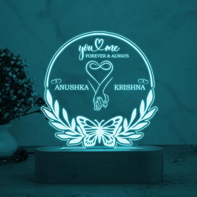 You & Me Forever Always Night Lamp Customized with Name | Engagement Gifts for Couple