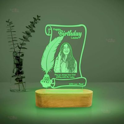 Personalized Birthday Gift Desk Table Lamp with 7 Color Changing Light Customized with Name & Photo | Gift for Wife on Her Birthday