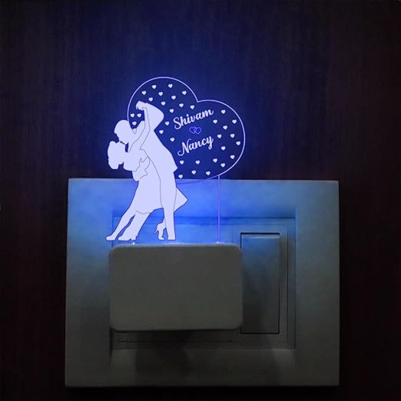 3D Illusion Couple Night Lamp Customized with Name | Multicolored Light | Couple Name Plug Light | Gift for Anniversary