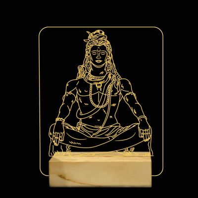 3D Illusion Lord Shiva Led lamp with Warm White Color Meditation Lamp for Temple Room, Innovative Gift Peace & Meditation Light