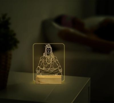 3D Illusion Lord Shiva Led lamp with Warm White Color Meditation Lamp for Temple Room, Innovative Gift Peace & Meditation Light