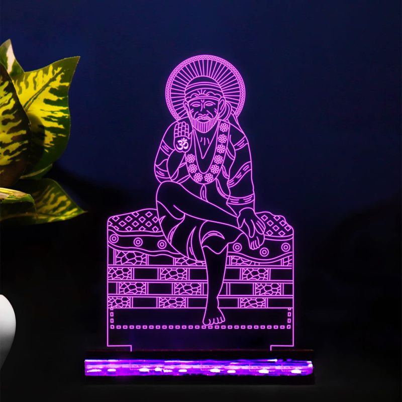 Sai Baba Acrylic led Night Light for Home Decoration 16 Color Changing Light with Remote Control