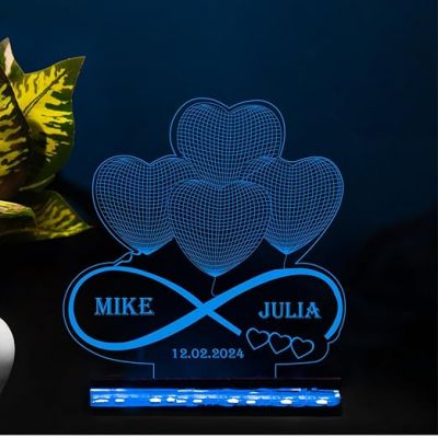 Personalized 3D Illusion Heart Lamp for Anniversary | Gift for Wife Special | 3D lamp Illusion