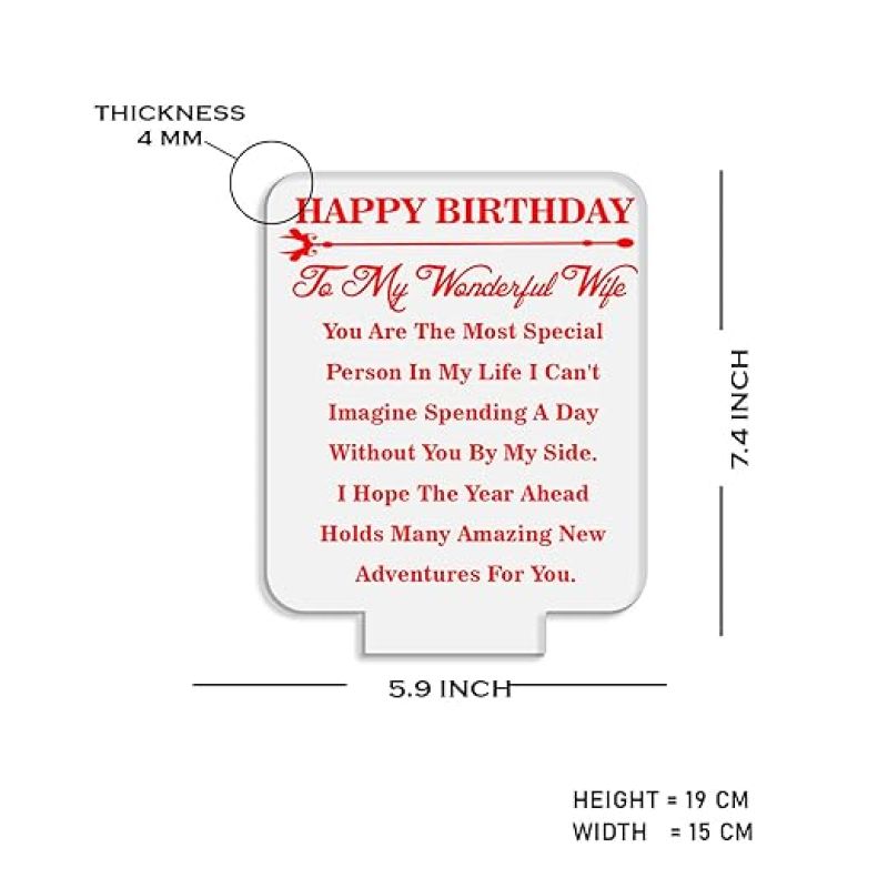 Happy Birthday to My Wonderful Wife Gift Led Lamp | 7 Color Changing Light with On/Off Touch Button |