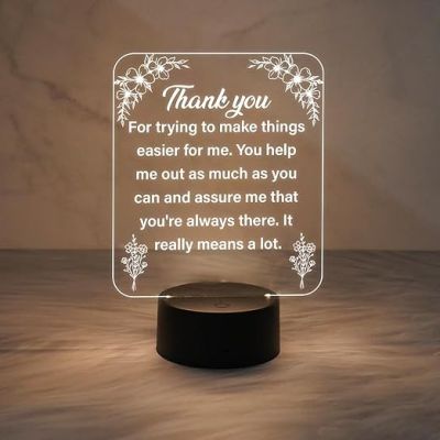 Engraved Thankyou Gift for Loveable Person | Warm White Light & On/Off Touch Button | USB Powered |