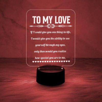 to My Love Engraved Night Lamp Automatic Color Changing Light & USB Powered | Best Gift for Husband |