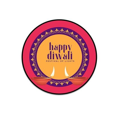 Happy Diwali Printed Wooden Coaster Set of 4 | Home & Office Desk Table Decor Coaste