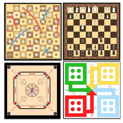 Ludo Game Printed Coaster Set of 4 for Tea Cups, Coffee Mugs & Glasses | Home and Office Wooden Coaster | Dining Table Printed Coaster