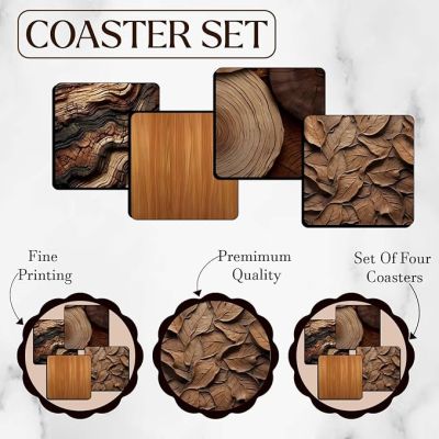 Set of 4 Coasters for Home & Office Decor | Coaster Set for Dining Table, Tea, Coffee Mugs | Dining Table Decor Accessories