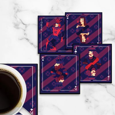 Playing Cards Theme Coasters Set Fit for Tea Cups, Coffee Mugs and Glasses | Home & Office Table Decor Coaster