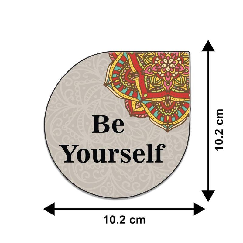 Wooden Printed Coaster Set of 4 for Tea Cups, Coffee Mugs and Glasses | Motivational Coaster with Mandala Art Design