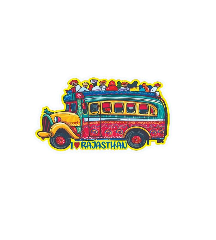 Rajasthani Bus Fridge Magnet for Home & Office Decor | Rajasthani Theme Magnet | Kitchen Decor Items