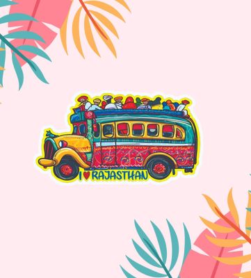 Rajasthani Bus Fridge Magnet for Home & Office Decor | Rajasthani Theme Magnet | Kitchen Decor Items