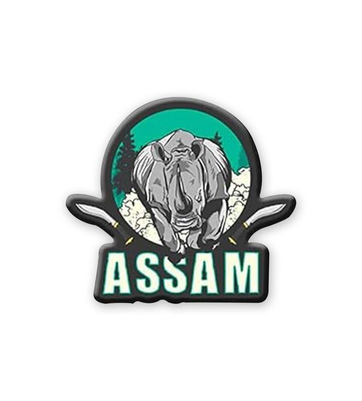 Assam State Fridge Magnet | Souvenir Wooden Fridge Magnet for Refrigerator | Assam Kaziranga Printed Magnet