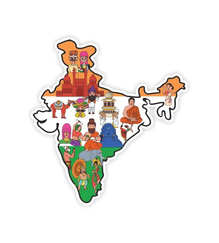 Indian Map Fridge Magnet for Home & Kitchen Decor | Indian Souvenir Gifts | Refrigerator Door Magnetic Sticker