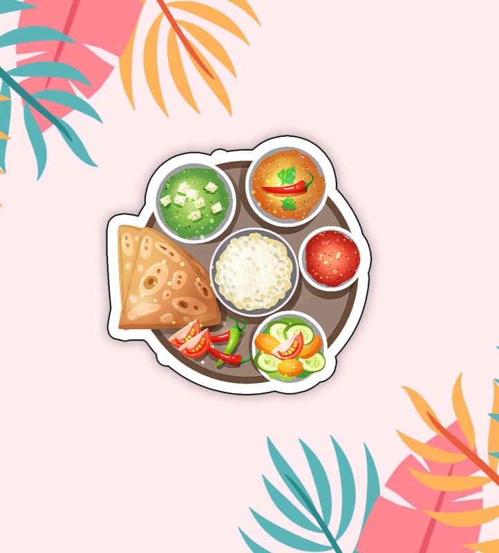 ndian Food Thali Fridge Magnet for Refrigerator Stylish Door Decor | Magnet Sticker for Cafe Restaurant and Home Decoration & Gifts