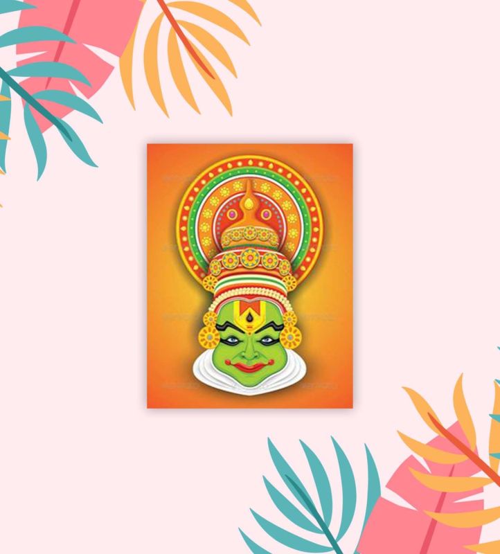 South Indian Kathakali Face India Souvenir Fridge Magnet for Refrigerator Door Decor | Home & Kitchen Decor Items | Wooden Fridge Magnet