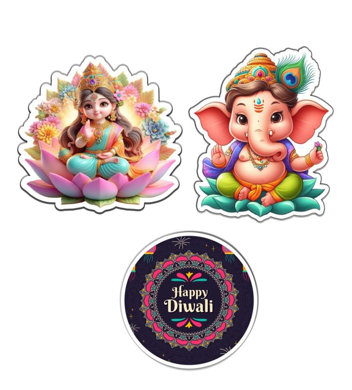 Set of 3 Laxmi Ganesha & Happy Diwali Fridge Magnet for Home & Office Decoration | Magnet for Diwali Pooja | Refrigerator & Almirah Decoration | Religious Gift Items