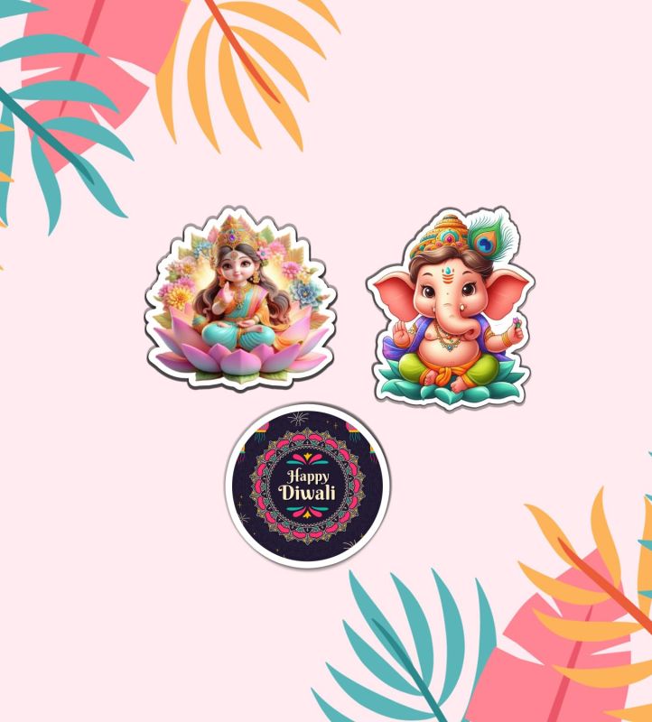 Set of 3 Laxmi Ganesha & Happy Diwali Fridge Magnet for Home & Office Decoration | Magnet for Diwali Pooja | Refrigerator & Almirah Decoration | Religious Gift Items